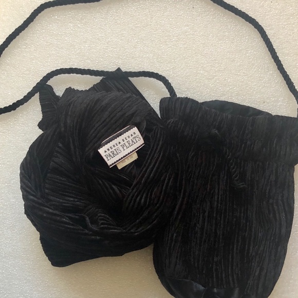 Andrea Behar Handbags - 4/$20 Black Velvet Bag Pleated And Scarf Combo